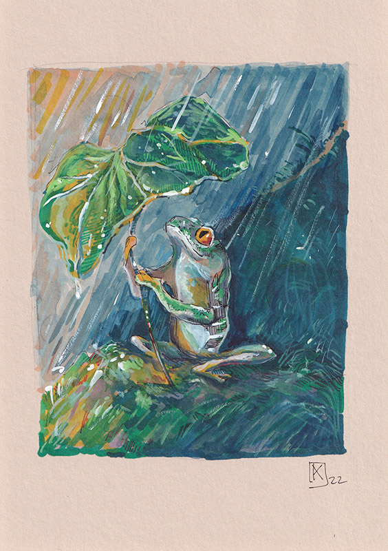 Frog under the rain by Kristina Arakelian