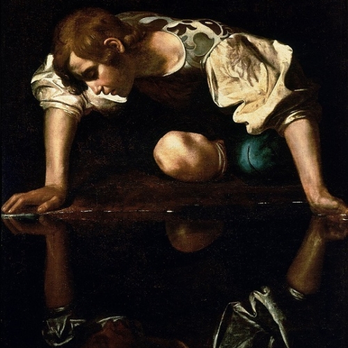 Narcisse par le Caravage , narcissus by caravaggio, étude par Kristina Arakelian, art sudy